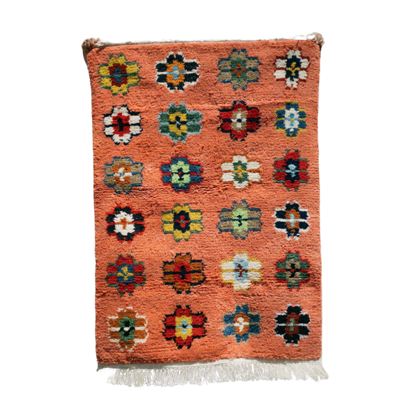 Flowers Hand Woven Carpet - Salmon